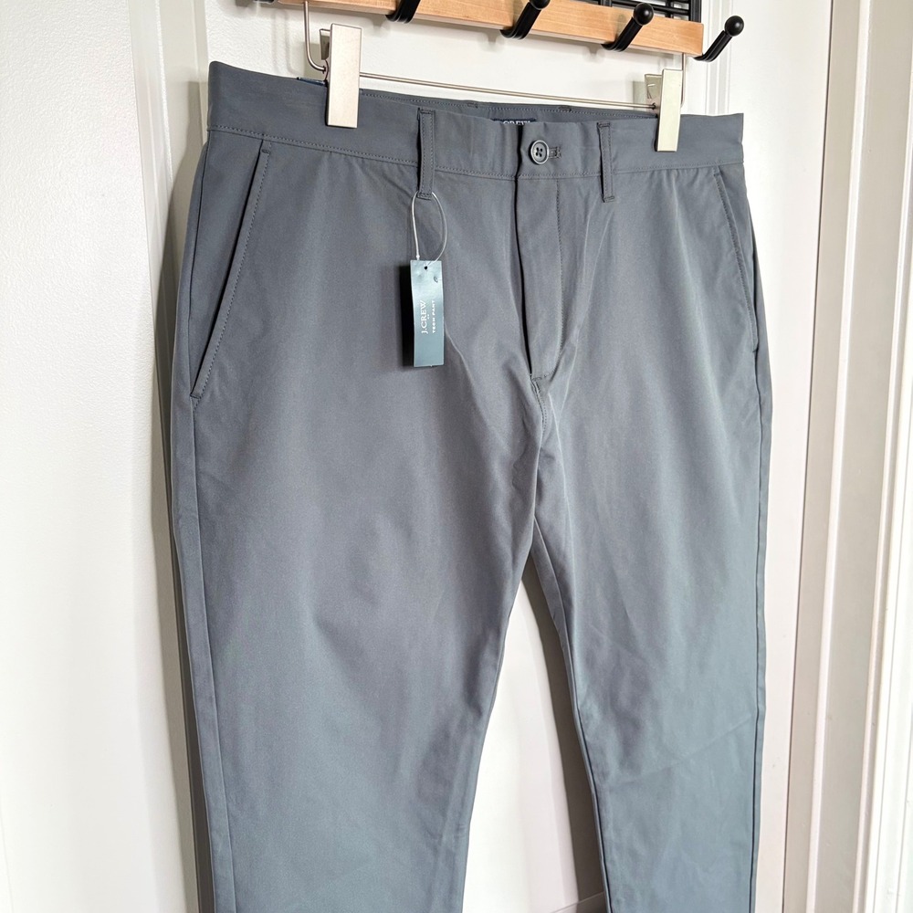 $98 NEW J.Crew Tech Pant Slim Fit Flex Gray Trousers Mens 34x30 Preppy Casual